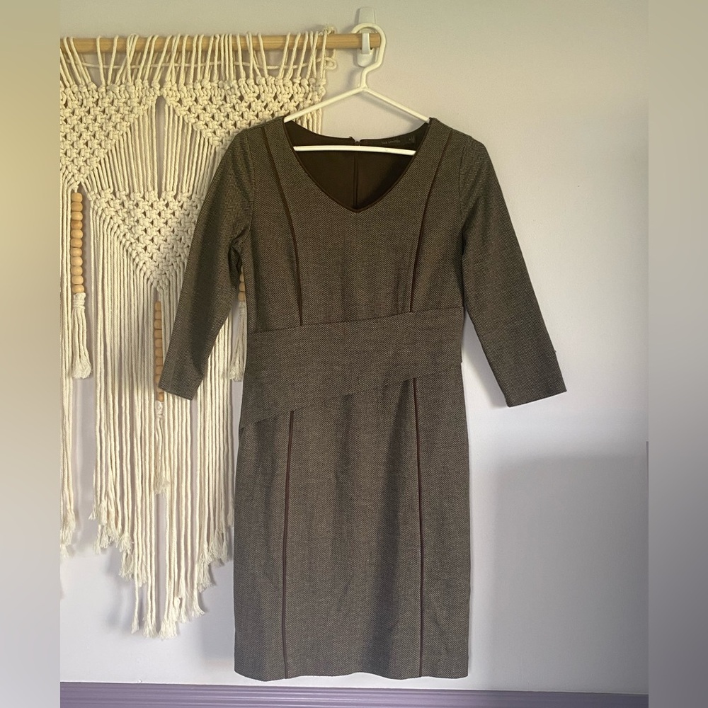 Fall The Limited brown chevron asymmetrical dress